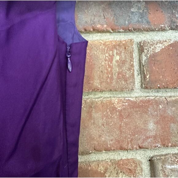 Banana Republic Purple Cap‎ Sleeves Side Zip 100% Silk Sheath Dress Size 0 - Picture 6 of 11